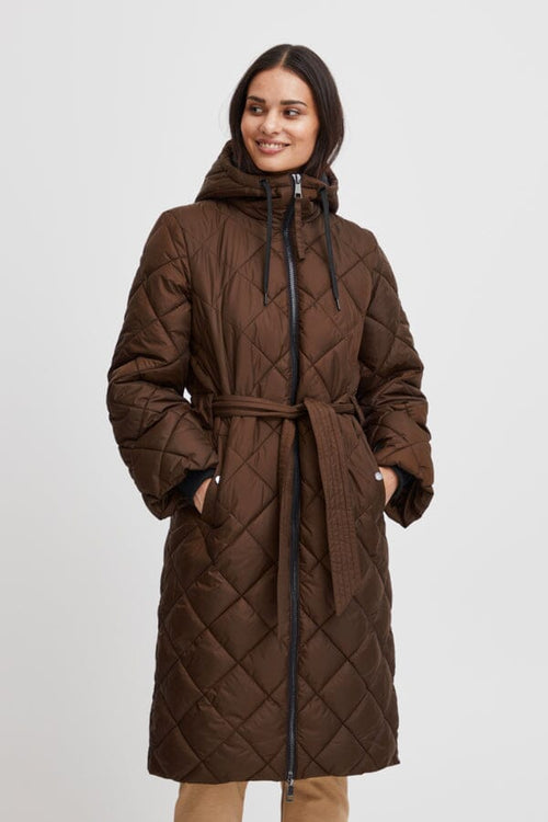 AMAXA Quilted Diamond Puffer Coat in Chocolate Brown Coats & Jackets B.Young