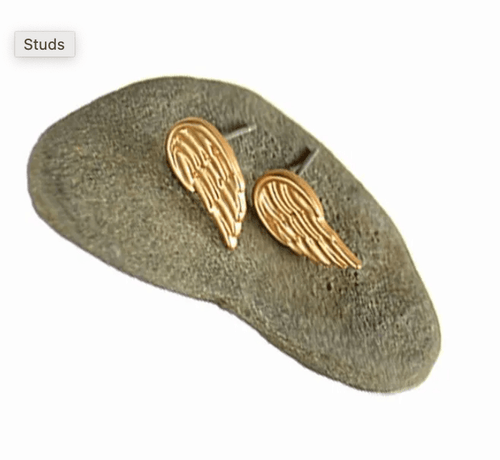 Angel Wing Mini Stud Earrings in Gold - LF816 Earrings Hot Tomato