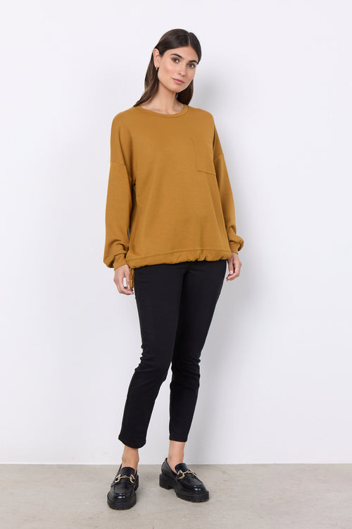 BANU 32 Tie-Side Front Pocket Sweatshirt in Mustard Gold Tops Soya Concept