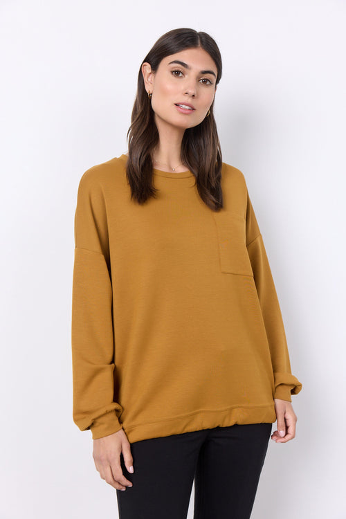 BANU 32 Tie-Side Front Pocket Sweatshirt in Mustard Gold Tops Soya Concept