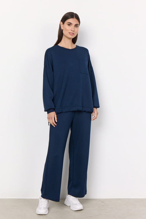BANU 33 Culotte Cropped Sweatpants in Navy Trousers Soya Concept