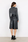 BECKIE 4 Leatherette Crossover Midi Skirt in Black Skirts Soya Concept