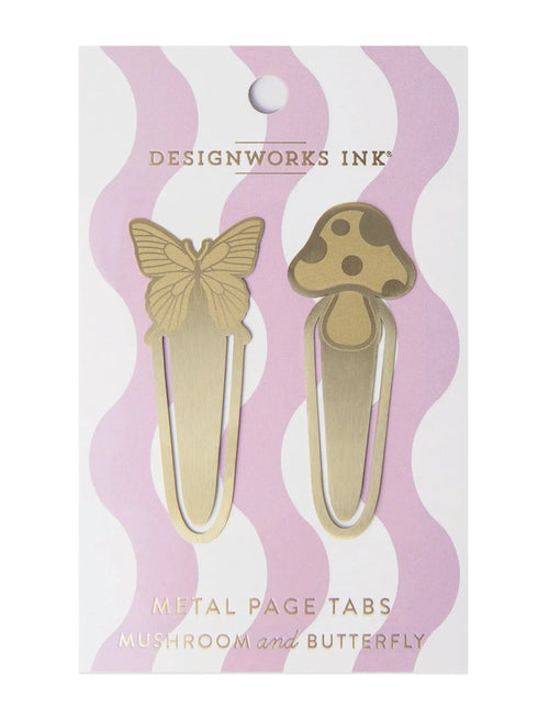 Bookmark Page Tabs - Gold Metal - Whimsical Mushroom & Butterfly Home & Gifts Designworks