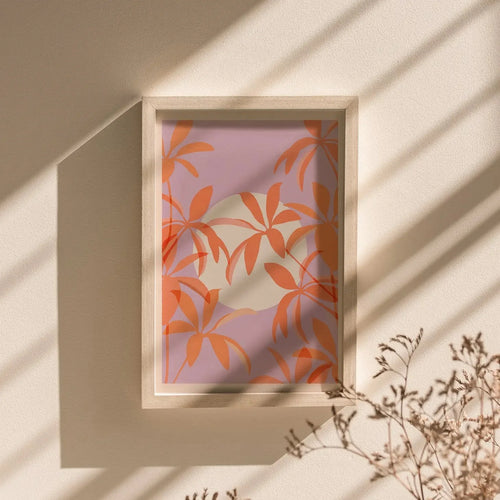 Cai & Jo 'Flera' Orange and Pink Sun Botanical Wall Art Print Home Accessories Cai & Jo