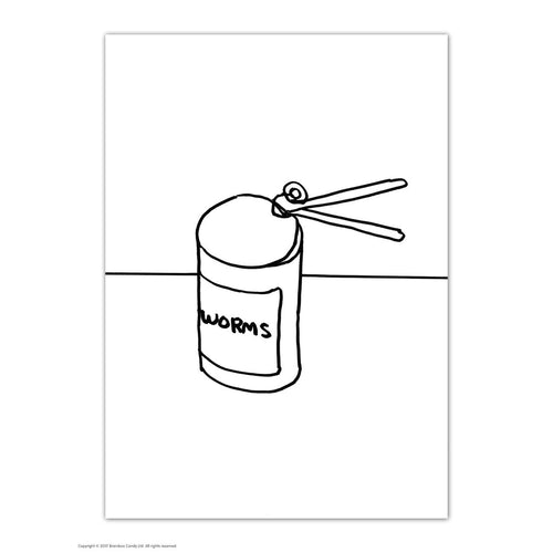 Can of Worms Postcard By David Shrigley Home & Gifts David Shrigley