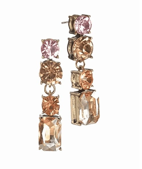 Champagne and Roses Old Gold Vintage Style Crystal Drop Earrings - LF777 Earrings Hot Tomato