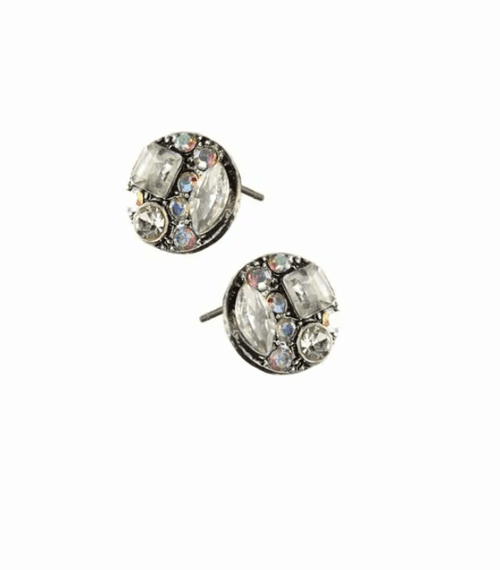 Chantilly Mixed Crystal Stud Earrings in Silver - LF847 Earrings Hot Tomato