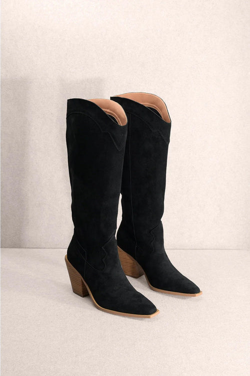 CLASSY High Leg Cowboy Boots in Black Footwear Suki's Wardrobe