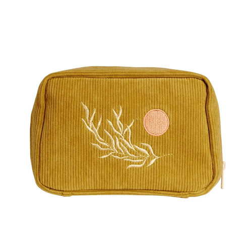Corduroy Makeup Bag in Olive Green Botanical Bags & Purses Cai & Jo