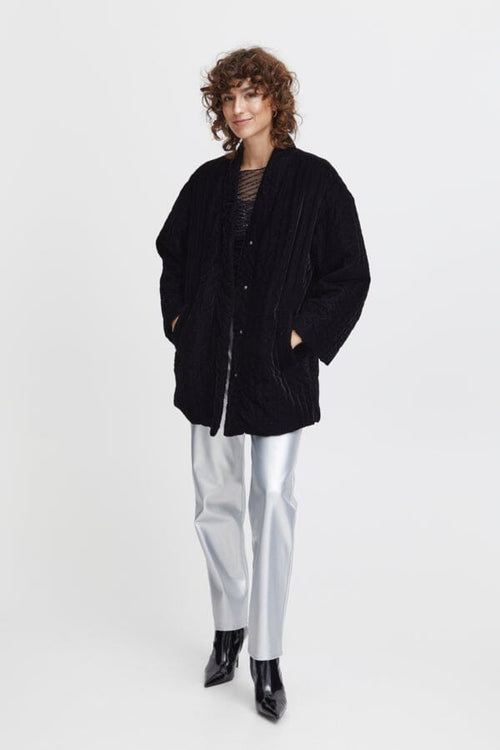 DELUKA Embossed Short Velvet Kimono Coat Coats & Jackets B.Young