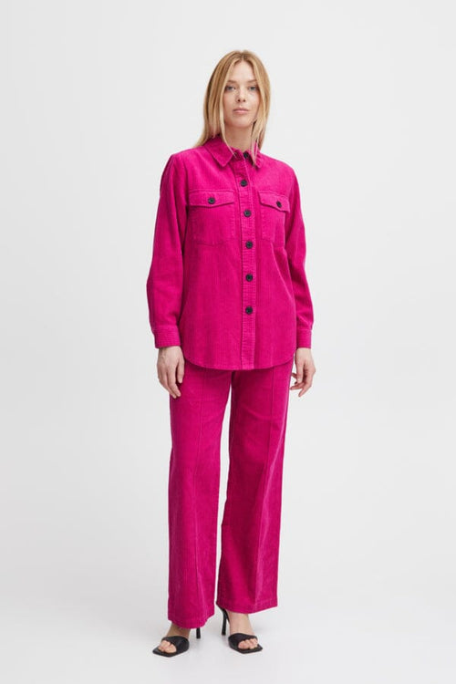 DISUNE Corduroy Shirt Jacket in Magenta Barbie Pink Coats & Jackets B.Young