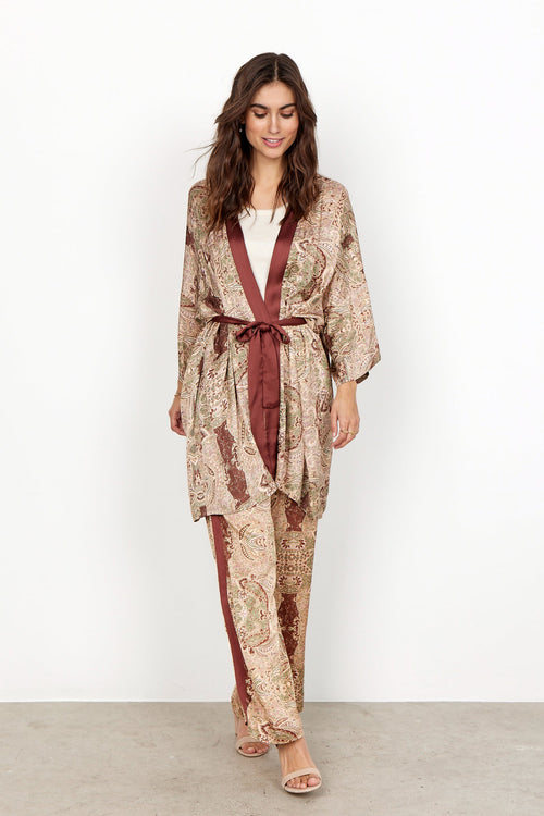 Elaine 2 red Paisley Silky Kimono Top Kimonos Soya Concept