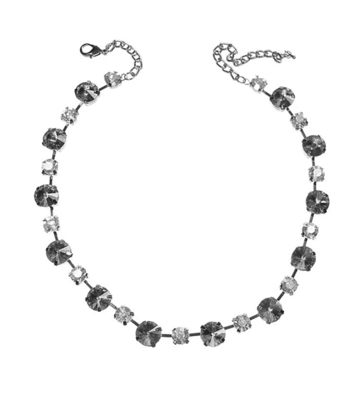 Glam Rock Chic Gunmetal Crystal Necklace in Smoke Grey and Black Diamond - PA314 Necklaces Hot Tomato