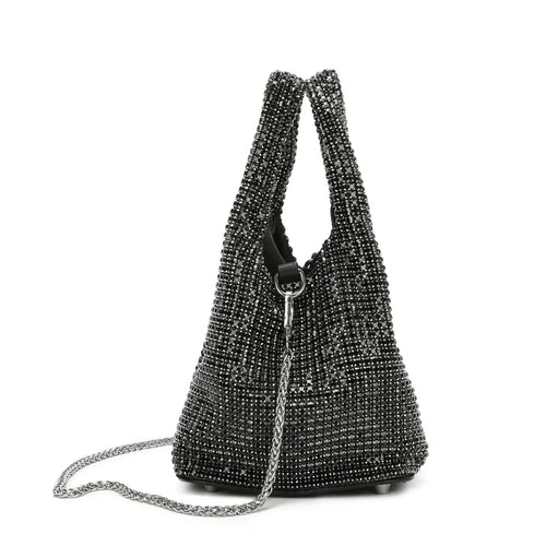 Goldie Black Diamond Crystal Evening Shoulder Grab Bag Bags & Purses Goldie London