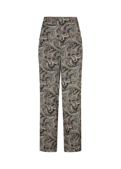 Harmoni 5 Paisley Silky Trousers in Misty Blues Trousers Soya Concept