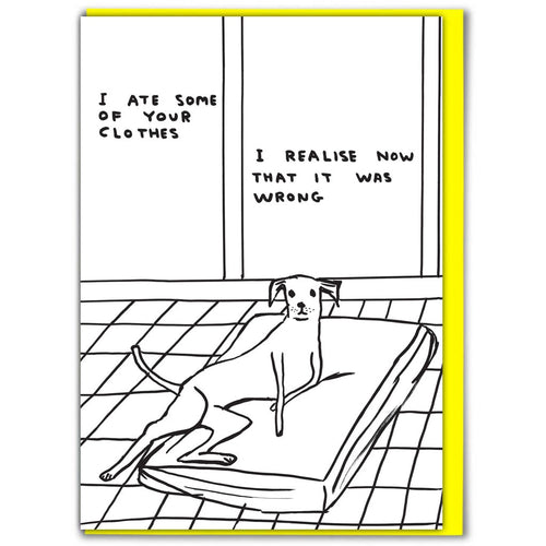 I Ate Your Clothes Greetings Card by David Shrigley Cards David Shrigley
