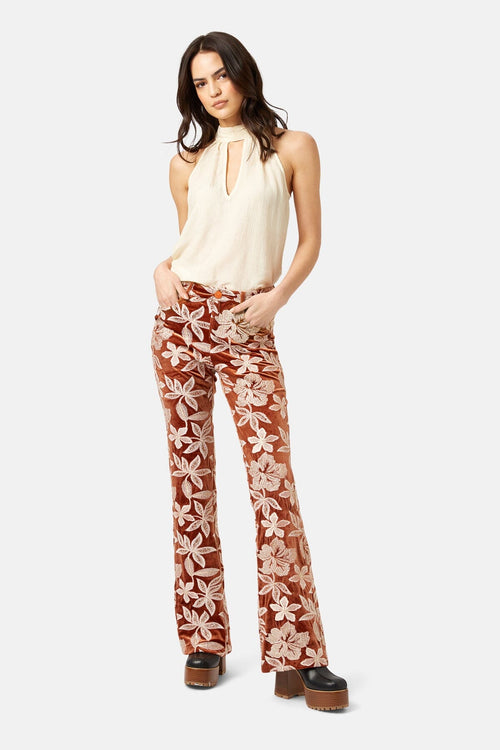 I Barely Noticed You Flare Velvet Trousers in Burnt Orange IBN12131 Trousers Traffic People