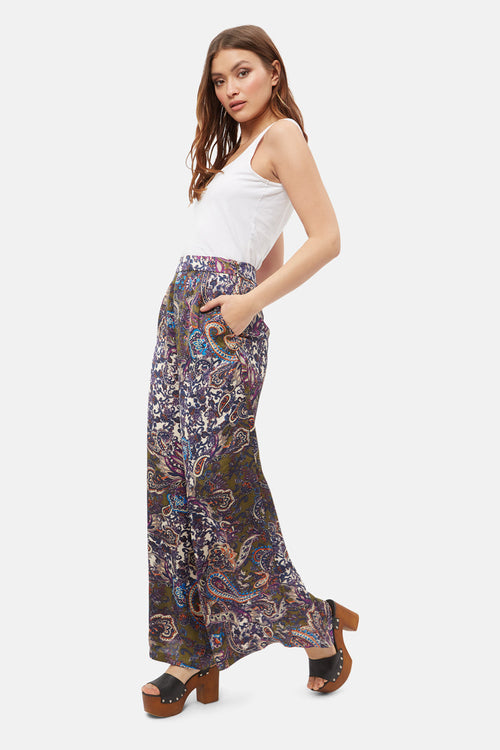 Imitation Game Palazzo Trousers in Purple Paisley Trousers Traffic People