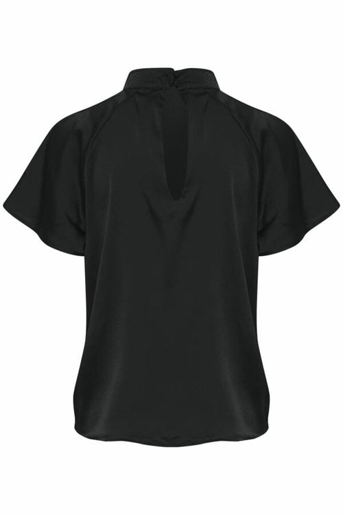 INARA Silky High Neck Blouse in Black Tops B.Young