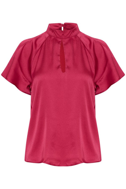 INARA Silky High Neck Blouse in Hot Pink Tops B.Young