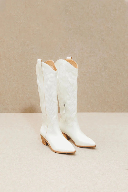 INLAY High Leg Cowboy Boots in White Footwear Suki's Wardrobe