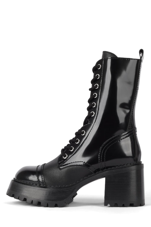 Jeffrey Campbell Mid-Calf Lace-Up Boots in Black Footwear Jeffrey Campbell