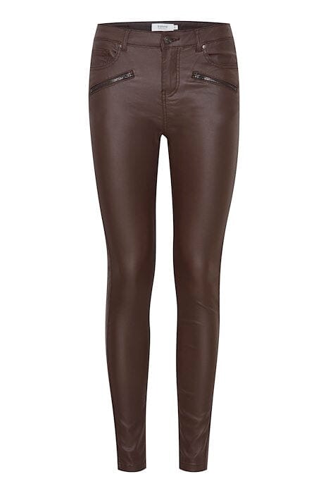 Kiko Faux Leather Skinny Trousers in Chocolate Trousers B.Young