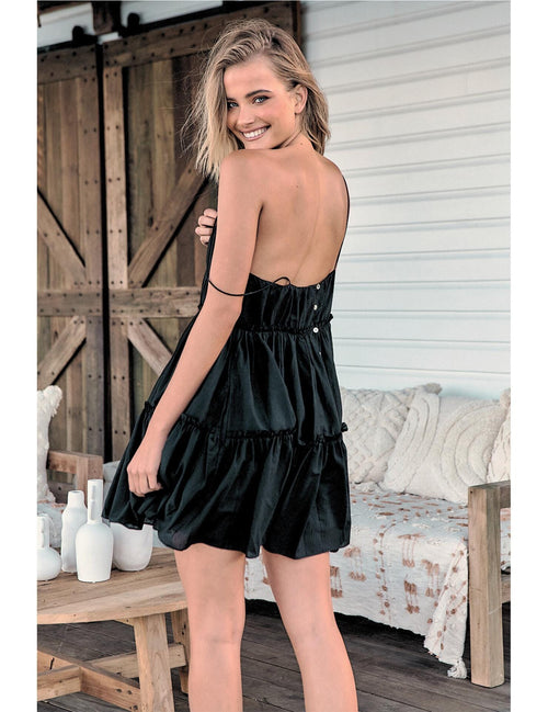 MALI Black Mini Cotton Summer Dress Dresses Jaase