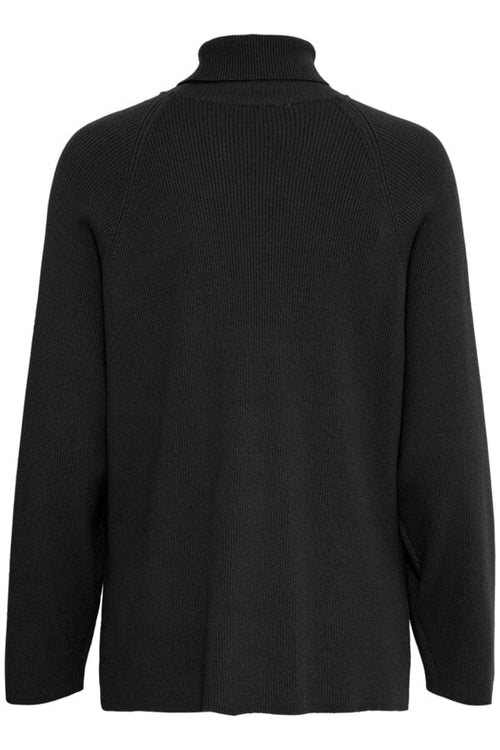 Milo High Neck Ribbed Jumper in Black knitwear B.Young
