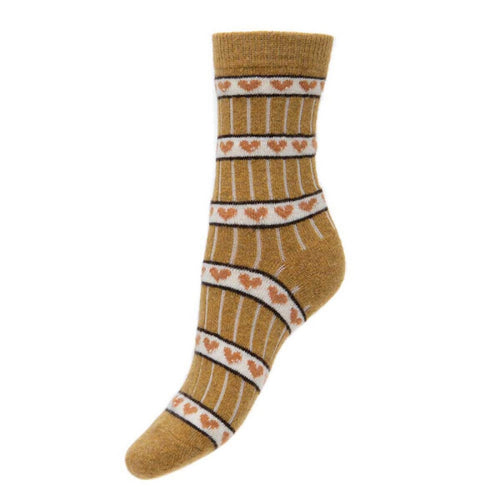Mustard Yellow and Brown Retro Style Socks - WS478 Socks Joya