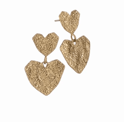 My Foilish Heart Drop Earrings in Gold - LF823 Earrings Hot Tomato