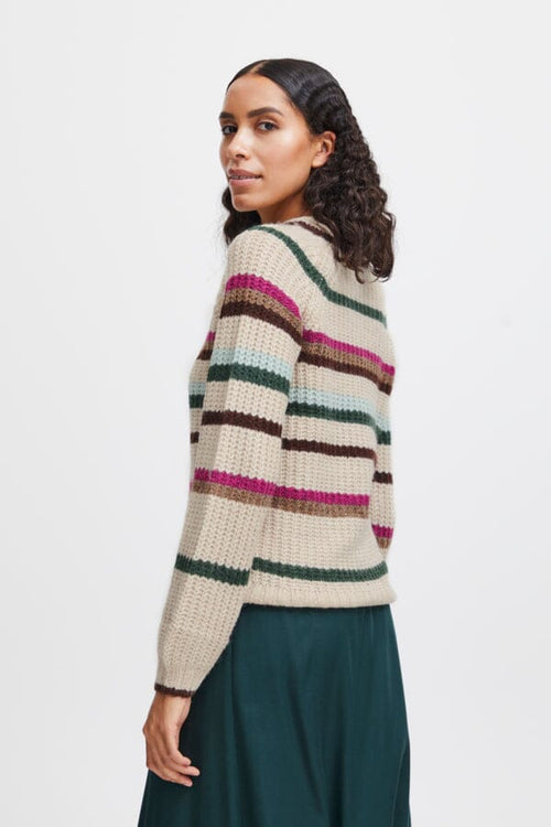 OKSANA Multi Colour Stripe Jumper in Cream knitwear B.Young