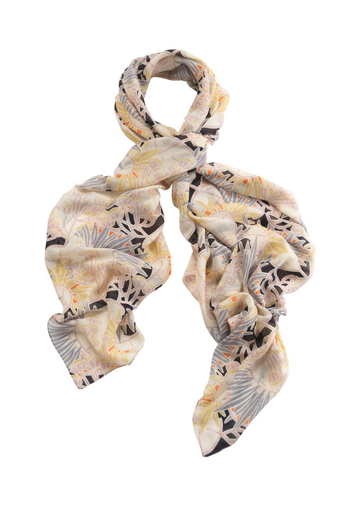 One Hundred Stars Printed Lightweight Scarf in Deco Daisy Mauve Scarves One Hundred Stars