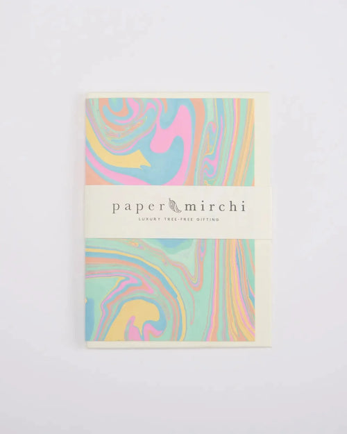 Paper Mirchi - Hand Block Printed Greeting Card - Marbled Pastels Cards Paper Mirchi