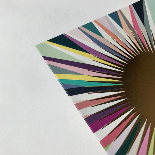 Pavilion Metallic Foil Gold Sun ‘Radar’ Festival Greetings Card Cards Pavilion