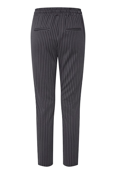Rizetta Crop Trousers in Blackened Pearl Grey Pinstripe Trousers B.Young