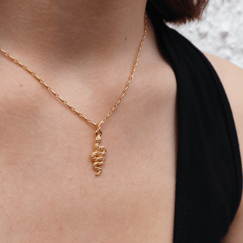Snake Charm Necklace in Gold Necklaces Saskia Lucy
