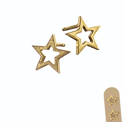 Star Frame Stud Earrings on Lollipop Backing Card - Worn Gold - LF807 Earrings Hot Tomato