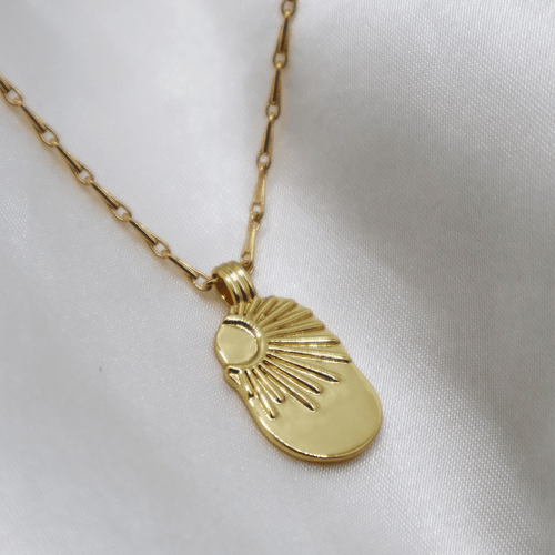 Sunlight Tag Charm Necklace in Gold Necklaces Saskia Lucy