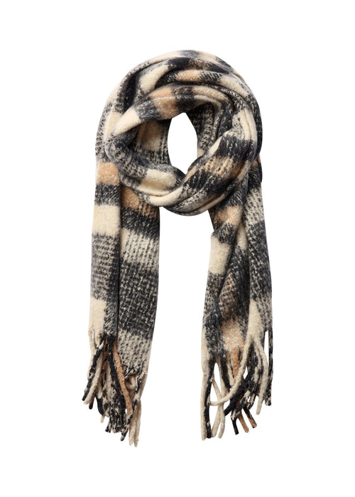 TADEA 1 Soft Chunky Knit Scarf in Beige Check Scarves Soya Concept