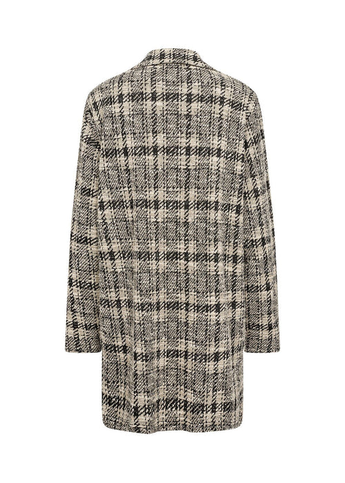 TAINA 2 Woven Check Longline Blazer in Sand Coats & Jackets Soya Concept