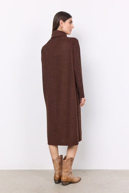 TAMIE 9 Roll Neck Soft Jumper Dress in Coffee Brown Dresses Soya Concept