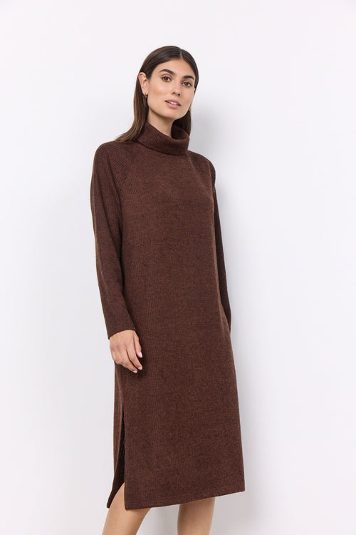 TAMIE 9 Roll Neck Soft Jumper Dress in Coffee Brown Dresses Soya Concept
