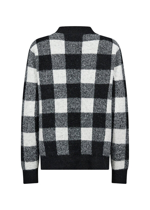 TEONA 1 Gingham Knit Jumper in Black and White Check knitwear Soya Concept