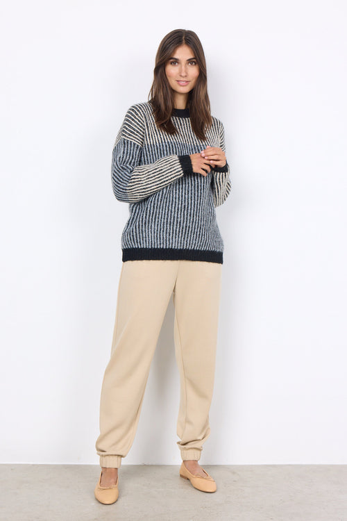 TORINO YD Block Pinstripe Knit Jumper in Black Mix knitwear Soya Concept