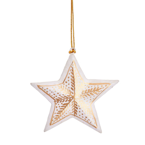 White and Gold Star Wooden Hanging Decoration Home & Gifts Sass & Belle