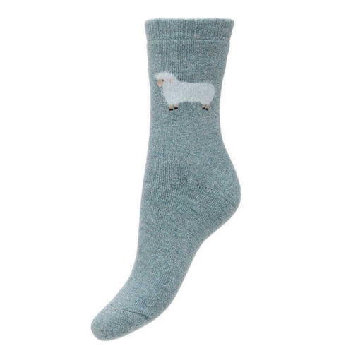 Wool Blend Socks with Fluffy Sheep WS488 - Light Blue Socks Joya
